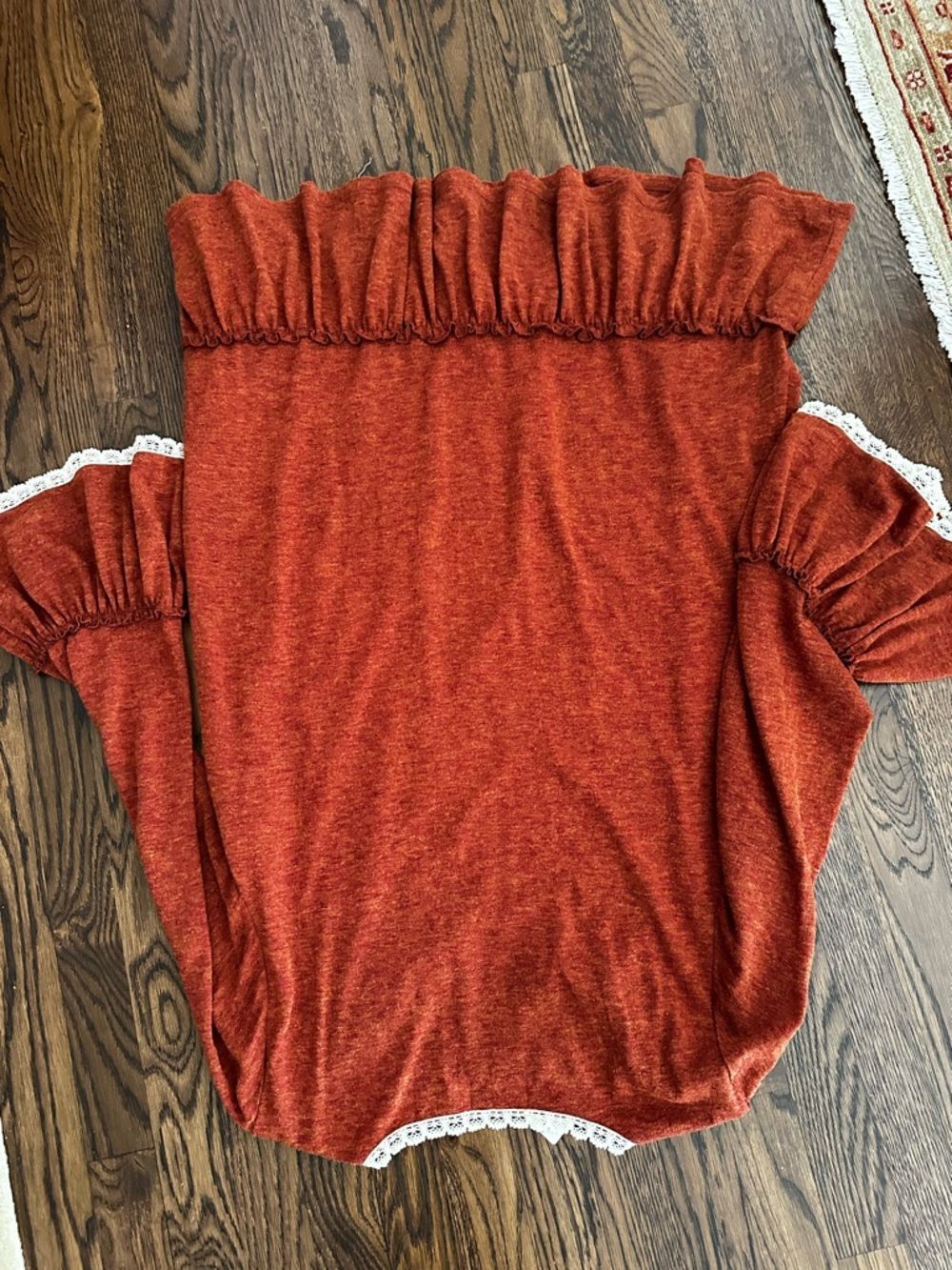 NWT Apricot Lane Burnt Orange Floral Embroidered Boho Long Sleeve fall Dress - Picture 10 of 12